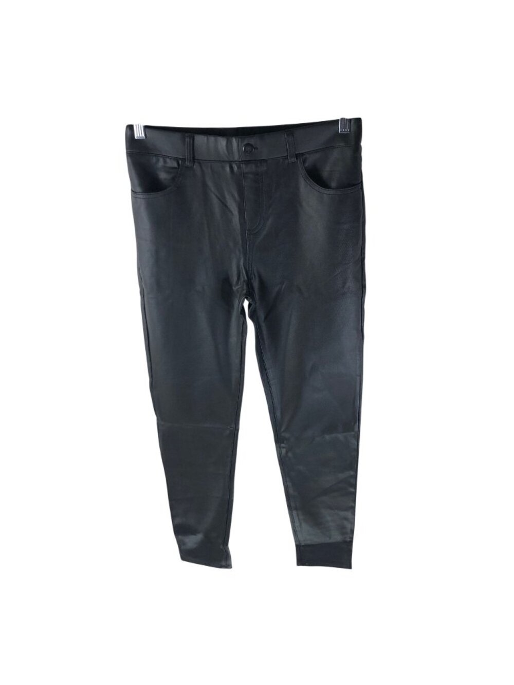 Betabrand Skinny-Leg 4-Pocket Betabrand Yoga Jeans Faux Leather Black M Petite